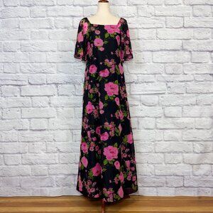 Mildred's of Hawaii House of Liberty Vintage Sheer Black Floral Maxi Dress